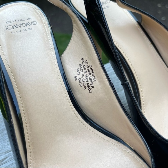 Circa Joan & David Luxe Precia Black Patent Leather Slingback Platform Heels 9M - Picture 10 of 16
